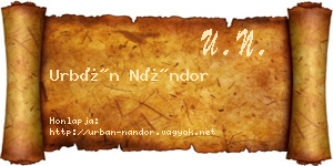 Urbán Nándor névjegykártya