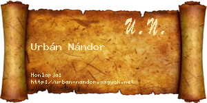 Urbán Nándor névjegykártya